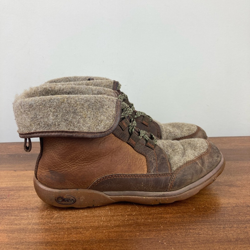 Chaco Barbary Boots Pinecone Leather Casual Lace Up Ankle Hiking Wool Women’s 7. - Picture 5 of 14